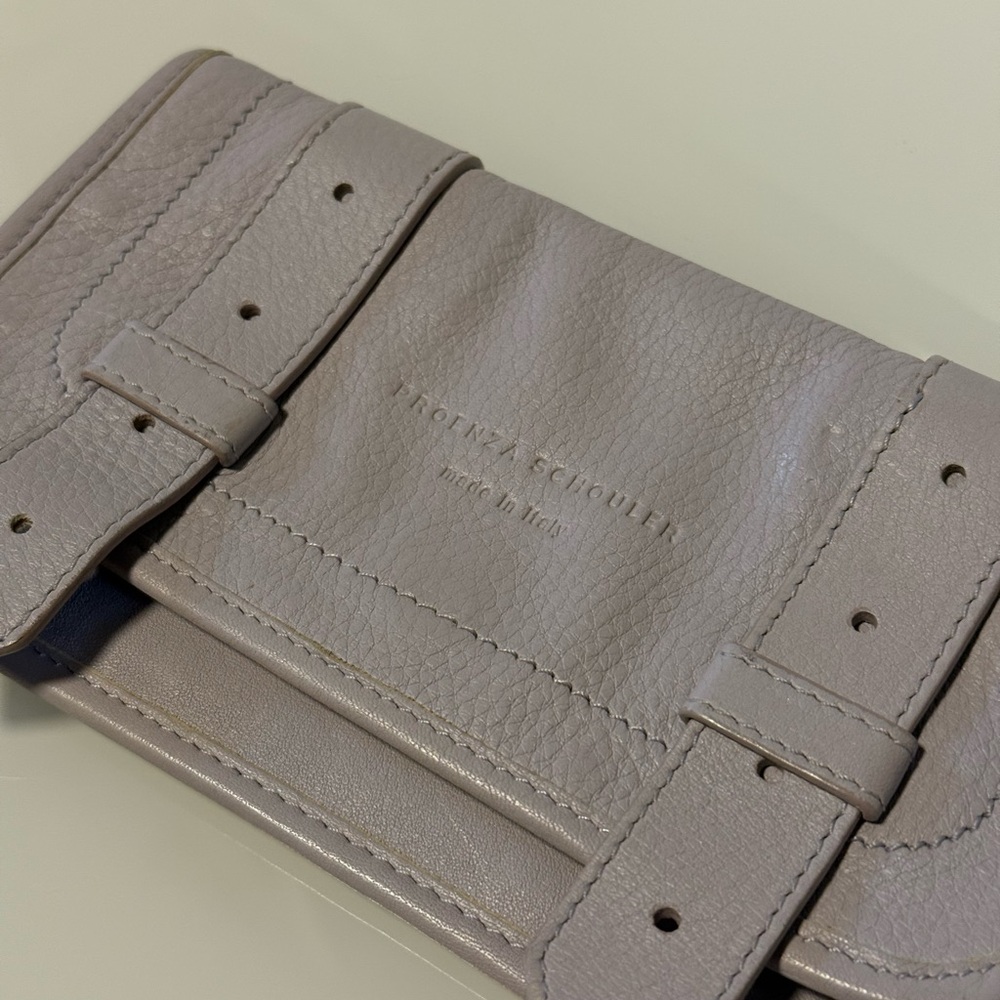 Gray Lilac Leather Women's Clutch - Picture 13 of 17